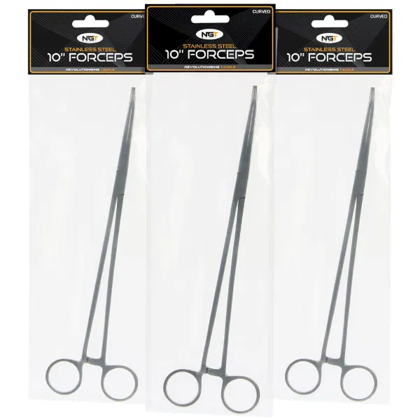 NGT 10" Stainless Steel Curved Forceps