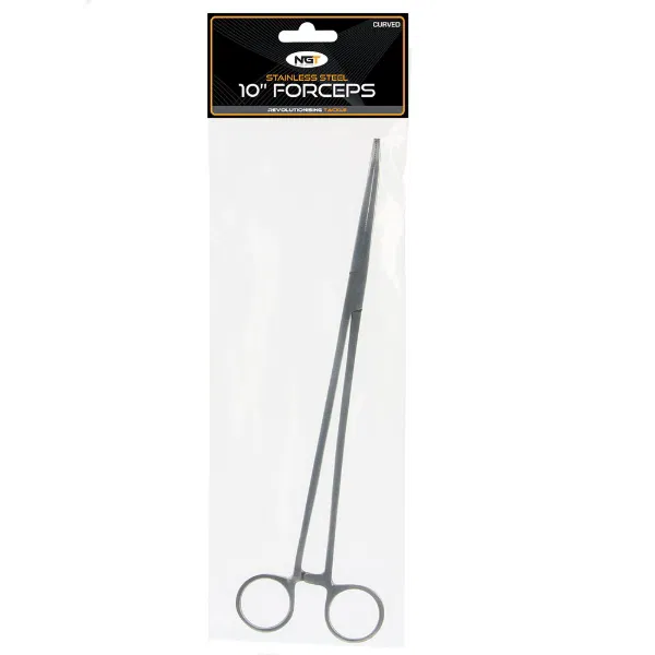 NGT 10" Stainless Steel Curved Forceps - Image 2