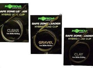 Korda Safe Zone 1m Leader - Hybrid Lead Clip or Ring Swivel (clear)