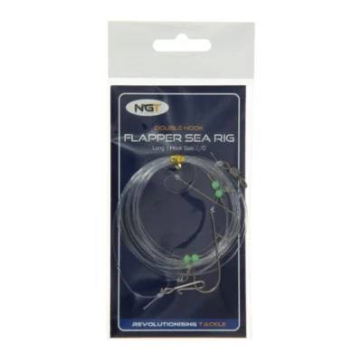 NGT Flapper Sea Rig Long Double Hook Size 2/0 Fishing Tackle Assembled